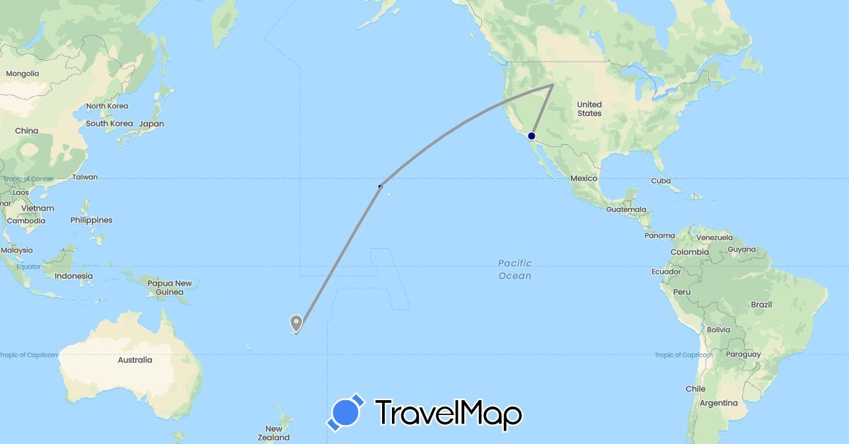 TravelMap itinerary: driving, plane in Fiji, United States (North America, Oceania)